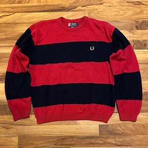 Chaps Men's Sweater in Red and Black Stripes